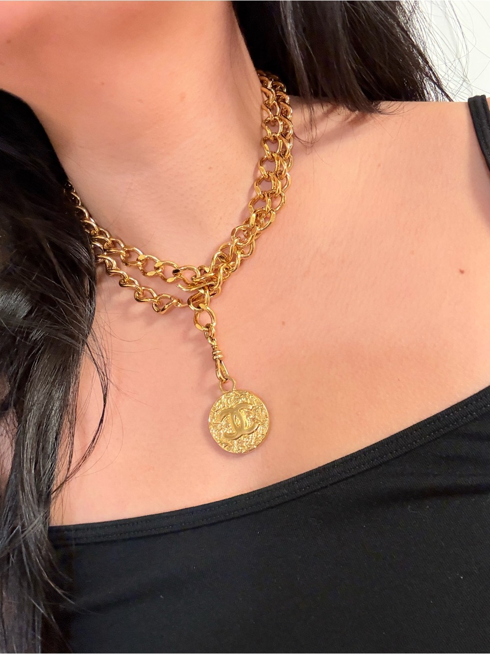 Chanel Vintage Gold 1982 Coin CC Chain Link Belt